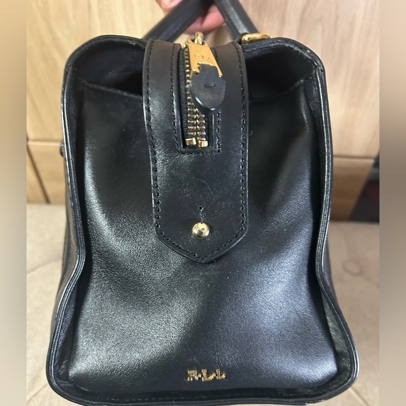 Ralph Lauren Black Leather Handbag 12 X 10 - Picture 7 of 12